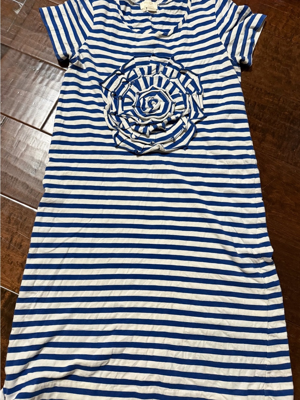 kate spade Blue & White Striped Floral Rosette Dress